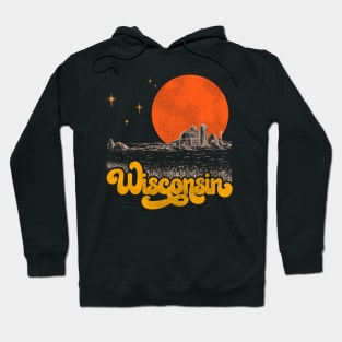 Vintage State of Wisconsin Mid Century Distressed Aesthetic Hoodie